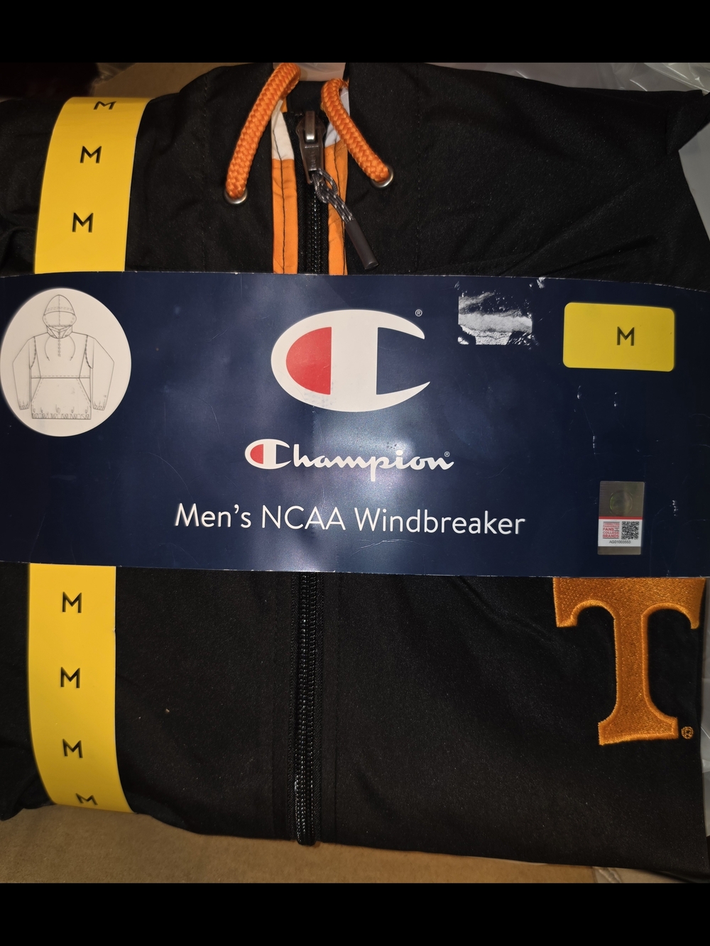 New Champion Men’s Black & Orange NCAA Windbreaker Jacket